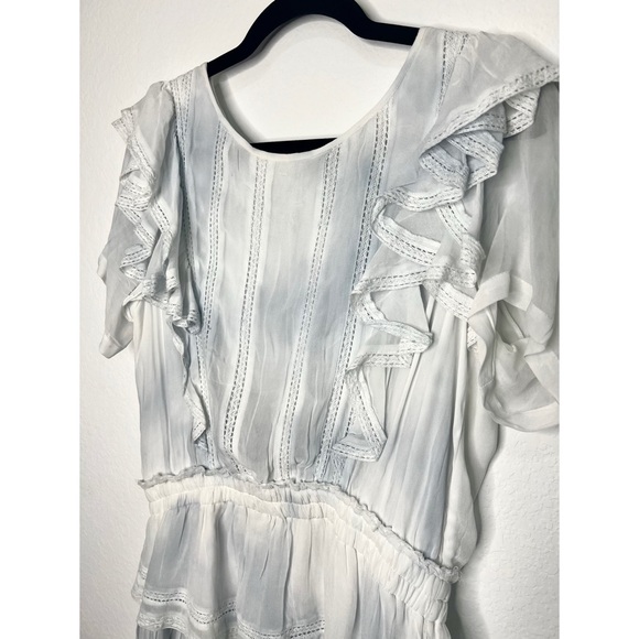Like New LoveShackFancy Silk Chiffon Natasha Mini Dress in Baby Blue Hand Dye - Picture 4 of 10